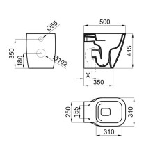 Приставной безободковый унитаз Noken Essence C Compact N365850118