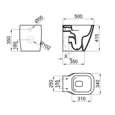 Приставной безободковый унитаз Noken Essence C Compact N365850118