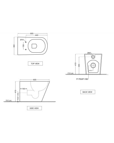 Приставной безободковый унитаз с сиденьем микролифт Jaquar Aria ARS-WHT-39955