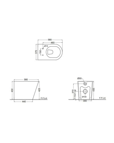 Приставной безободковый унитаз с сиденьем микролифт Jaquar Opal OPS-WHT-15955NUF