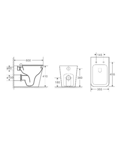 Приставной безободковый унитаз с сиденьем микролифт WeltWasser Gelbach 002MT-WT