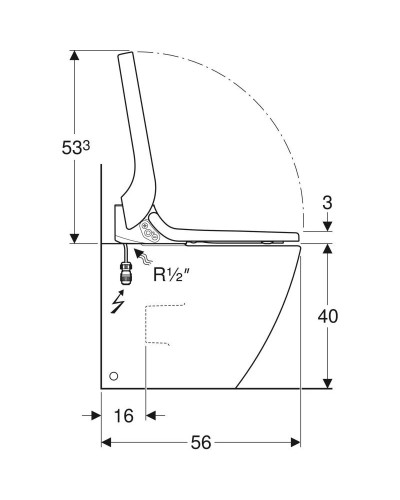 Приставной безободковый унитаз с функцией биде Geberit AquaClean Tuma Comfort 146.310.SJ.1