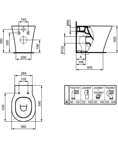 Приставной унитаз Ideal Standard Connect Air AquaBlade E0042V3
