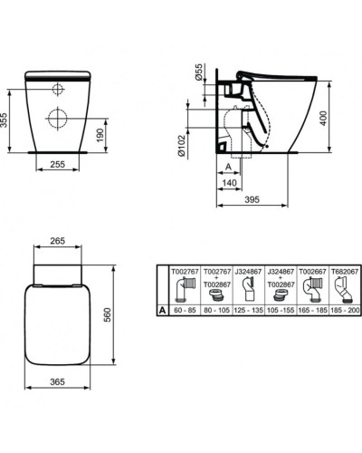 Приставной унитаз с сиденьем Ideal Standard Strada II AquaBlade T359901