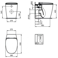 Приставной унитаз с сиденьем Ideal Standard Dea AquaBlade T349001