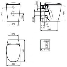 Приставной унитаз с сиденьем Ideal Standard Dea AquaBlade T349001