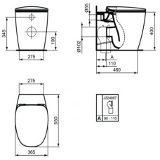 Приставной унитаз с сиденьем Ideal Standard Dea AquaBlade T349001