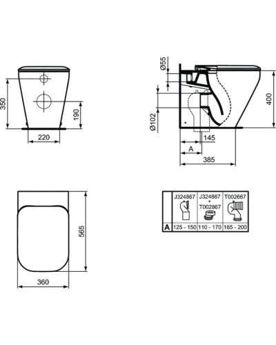 Приставной унитаз с сиденьем Ideal Standard Tonic II AquaBlade K317201