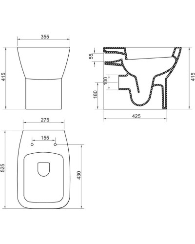 Приставной унитаз BelBagno Lago BB128CB