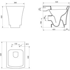 Приставной безободковый унитаз BelBagno Regina BB104CB