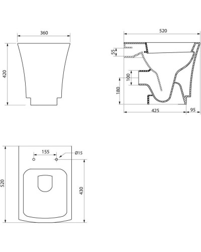 Приставной безободковый унитаз BelBagno Regina BB104CB