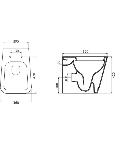Приставной унитаз BelBagno Romina BB121CB