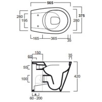 Приставной безободковый унитаз Simas Gambassi GA01bi