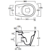 Приставной безободковый унитаз Simas Gambassi GA01bi