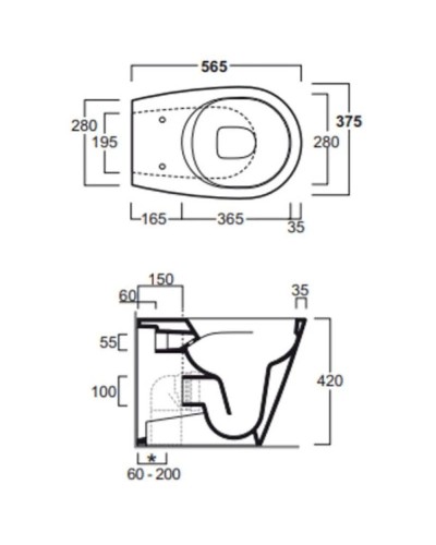 Приставной безободковый унитаз Simas Gambassi GA01bi