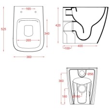 Приставной безободковый унитаз Artceram A16 ASV004 17 00