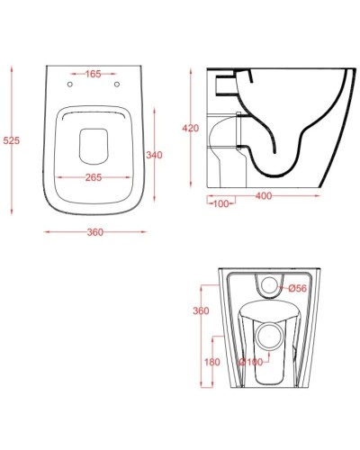 Приставной безободковый унитаз Artceram A16 ASV004 17 00