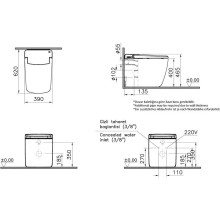 Приставной безободковый унитаз с функцией биде с сиденьем микролифт VitrA V-Care Prime 7232B403-6217