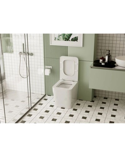 Приставной безободковый унитаз с сиденьем микролифт Abber Rechteck AC1211