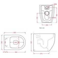 Приставной безободковый унитаз Artceram Monet MNV002 01 00