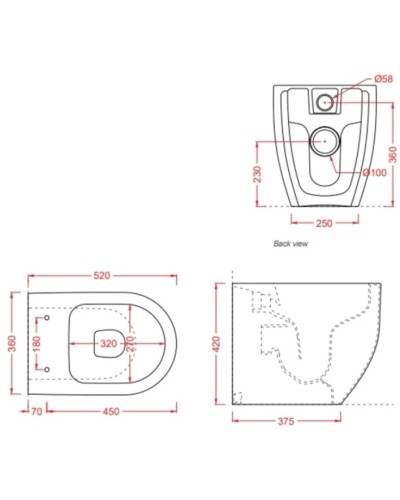 Приставной безободковый унитаз Artceram Monet MNV002 01 00