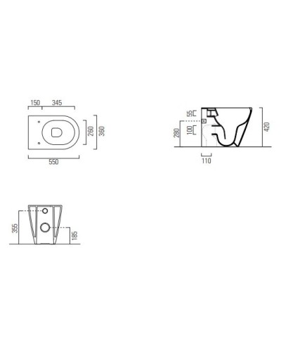 Приставной безободковый унитаз GSI Kube X 941026