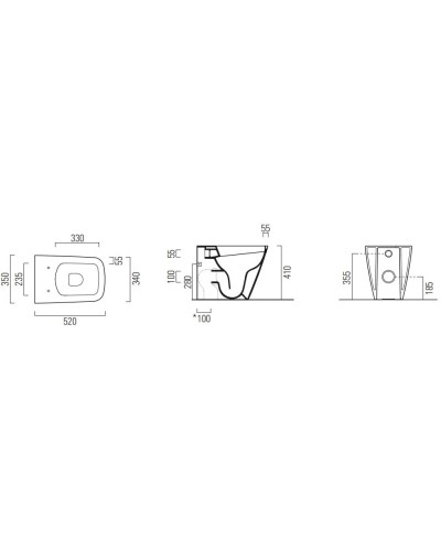 Приставной безободковый унитаз GSI Nubes 961009