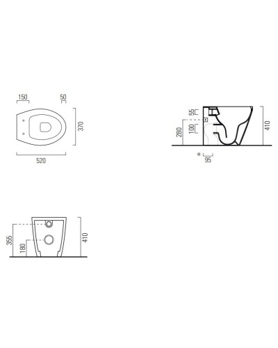 Приставной безободковый унитаз GSI Modo 981011