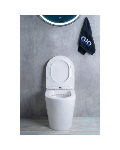 Приставной безободковый унитаз с сиденьем микролифт GID TRS-263