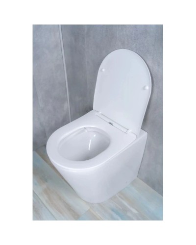 Приставной безободковый унитаз с сиденьем микролифт GID TRS-263