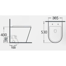 Приставной безободковый унитаз с сиденьем микролифт GID TRS-263BM