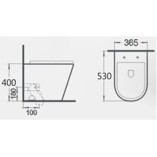 Приставной безободковый унитаз с сиденьем микролифт GID TRS-263BM