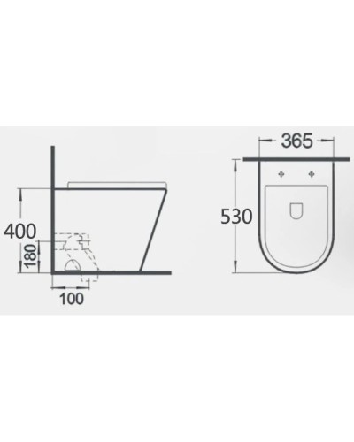 Приставной безободковый унитаз с сиденьем микролифт GID TRS-263BM