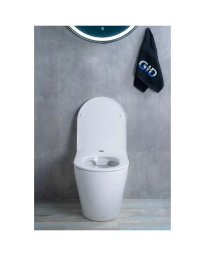 Приставной безободковый унитаз с сиденьем микролифт GID TRS-269