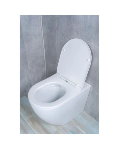 Приставной безободковый унитаз с сиденьем микролифт GID TRS-269