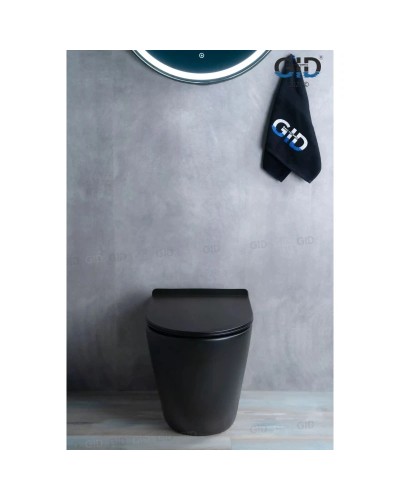 Приставной безободковый унитаз с сиденьем микролифт GID TRS-269BM