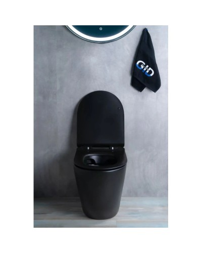 Приставной безободковый унитаз с сиденьем микролифт GID TRS-269BM