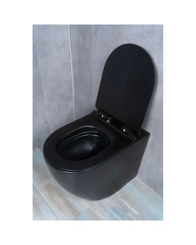 Приставной безободковый унитаз с сиденьем микролифт GID TRS-269BM