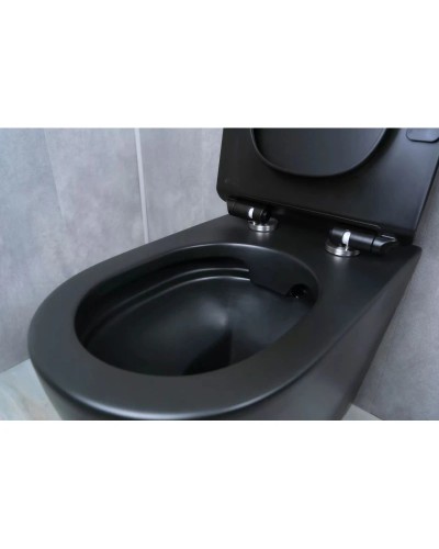 Приставной безободковый унитаз с сиденьем микролифт GID TRS-269BM