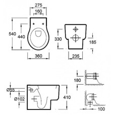 Унитаз приставной  Jacob Delafon Formilia Viragio E4772-00