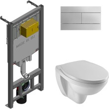 Комплект унитаза с инсталляцией Jacob Delafon Patio E21734RU-00 с сиденьем Микролифт и клавишей смыва Хром