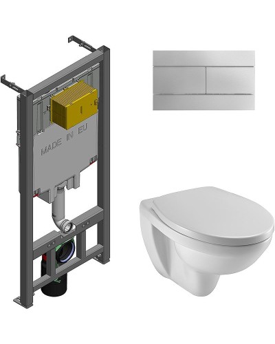 Комплект унитаза с инсталляцией Jacob Delafon Patio E21734RU-00 с сиденьем Микролифт и клавишей смыва Хром