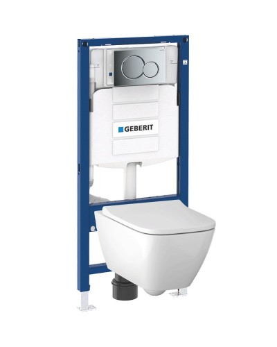 Комплект унитаза Geberit Smyle 500.300.21.S с инсталляцией Sigma с сиденьем Микролифт и клавишей смыва Хром