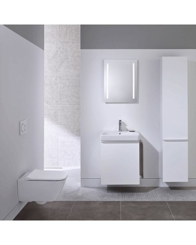 Комплект унитаза Geberit Smyle 500.300.21.S с инсталляцией Sigma с сиденьем Микролифт и клавишей смыва Хром