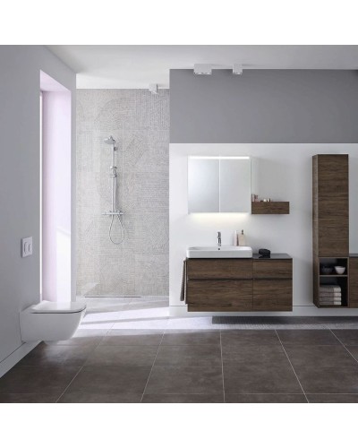 Комплект унитаза Geberit Smyle 500.300.21.S с инсталляцией Sigma с сиденьем Микролифт и клавишей смыва Хром