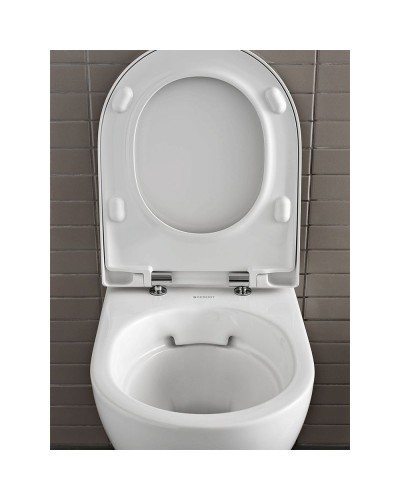 Комплект унитаза Geberit Acanto 500.128.21.A с инсталляцией с сиденьем Микролифт и клавишей смыва Хром