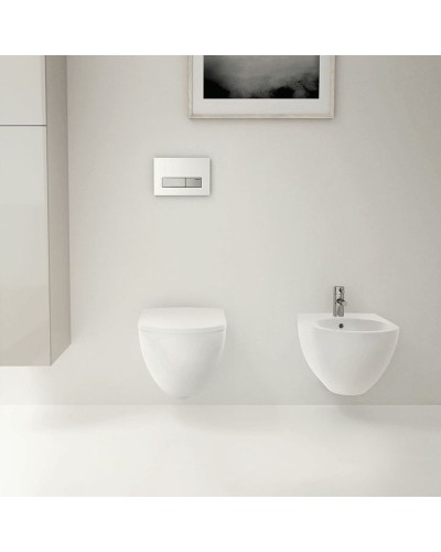 Комплект унитаза Geberit Acanto 500.128.21.A с инсталляцией с сиденьем Микролифт и клавишей смыва Хром