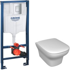 Комплект унитаза Jacob Delafon Vox EDM102-00+E20142-00 с инсталляцией Grohe Rapid SL 38772001 с сиденьем Микролифт и клавишей смыва Хром