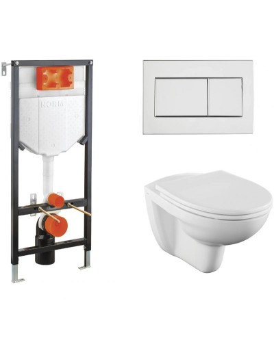 Комплект унитаза с инсталляцией Vitra Norm Fit 9773B099-7207 с сиденьем Микролифт и клавишей смыва Хром