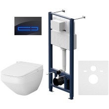 Комплект унитаза с инсталляцией AM.PM Inspire V2.0 FlashClean IS450A38.CCC50A с электронным сиденьем Микролифт с функцией биде и Черной клавишей смыва